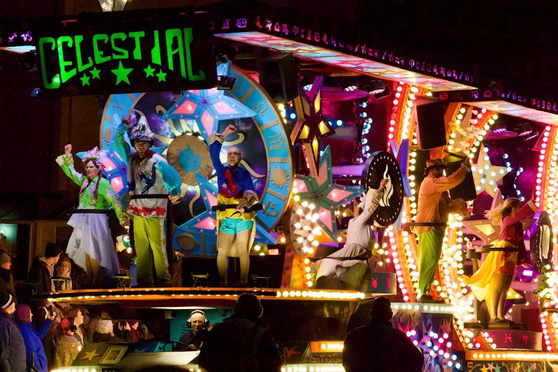 Illuminated carnival cart at Highbridge and Burnham-on-Sea Carnival, Somerset
