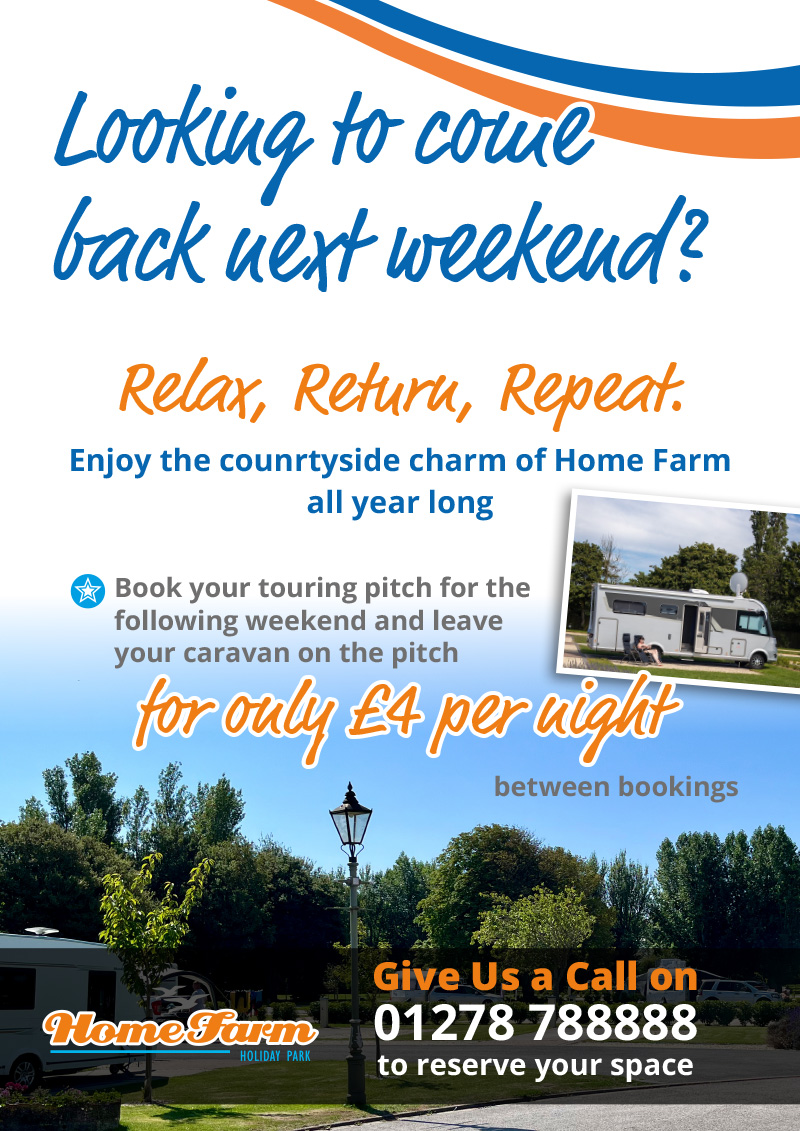 Coming back next weekend? Leave your caravan on the pitch for only £4 per night